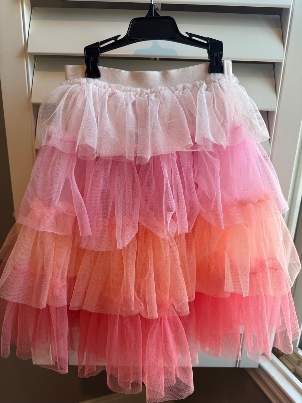 Girls Pink Ombre Tiered Tulle Skirt
